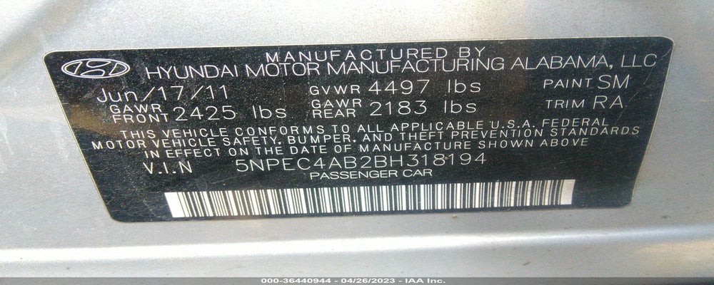 5NPEC4AB2BH318194 2011 HYUNDAI SONATA photo no. 9