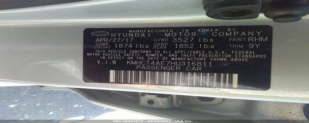 KMHCT4AE7HU316811 2017 HYUNDAI ACCENT photo no. 9