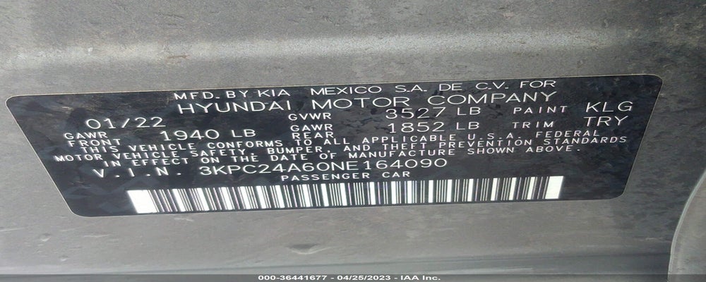 3KPC24A60NE164090 2022 HYUNDAI ACCENT photo no. 9