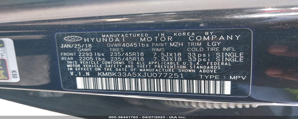 KM8K33A5XJU077251 2018 HYUNDAI KONA photo no. 9