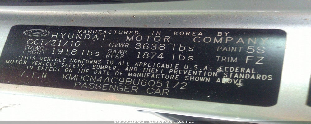 KMHCN4AC9BU605172 2011 HYUNDAI ACCENT photo no. 9
