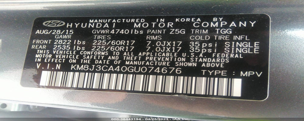 KM8J3CA40GU074676 2016 HYUNDAI TUCSON photo no. 9
