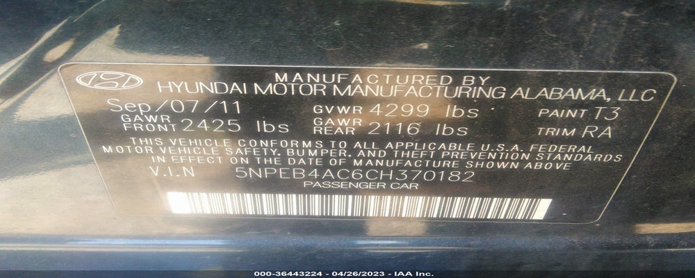 5NPEB4AC6CH370182 2012 HYUNDAI SONATA photo no. 9