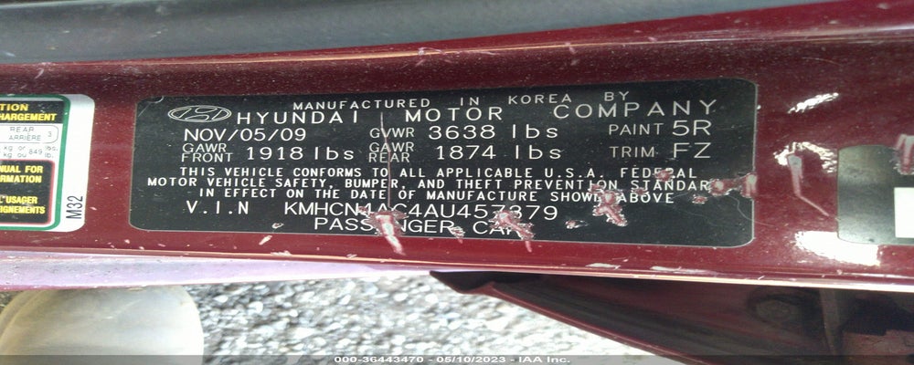KMHCN4AC4AU457379 2010 HYUNDAI ACCENT photo no. 9