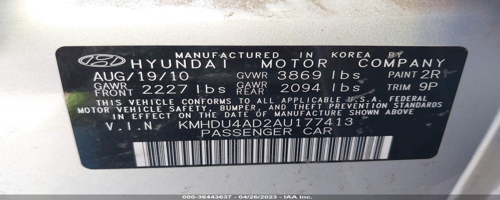 KMHDU4AD2AU177413 2010 HYUNDAI ELANTRA photo no. 9