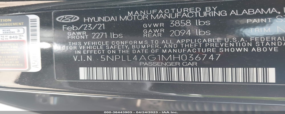 5NPLL4AG1MH036747 2021 HYUNDAI ELANTRA photo no. 9