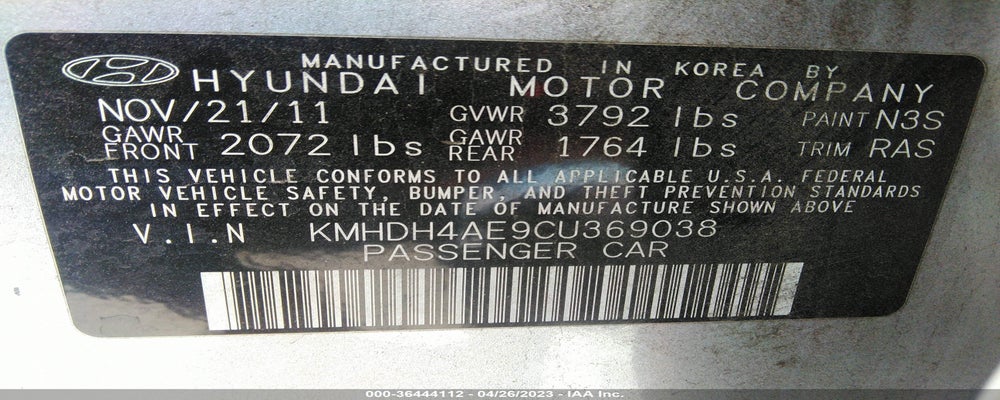 KMHDH4AE9CU369038 2012 HYUNDAI ELANTRA photo no. 9