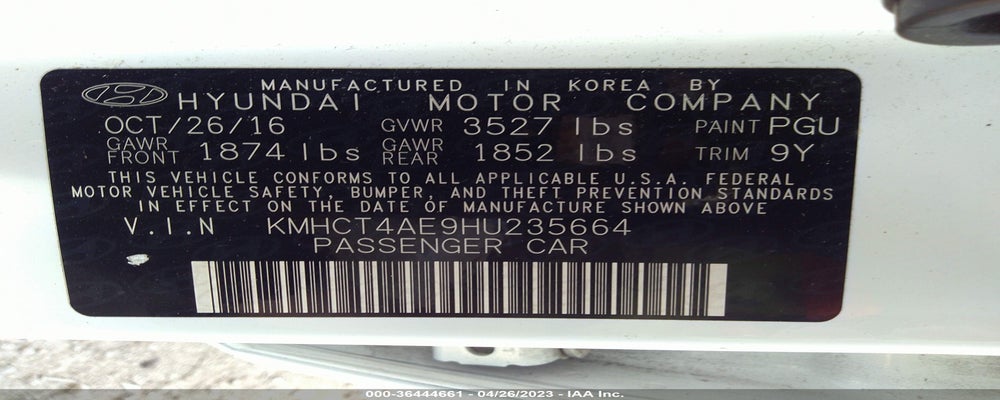 KMHCT4AE9HU235664 2017 HYUNDAI ACCENT photo no. 9