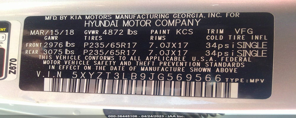 5XYZT3LB9JG569566 2018 HYUNDAI SANTA FE SPORT photo no. 9