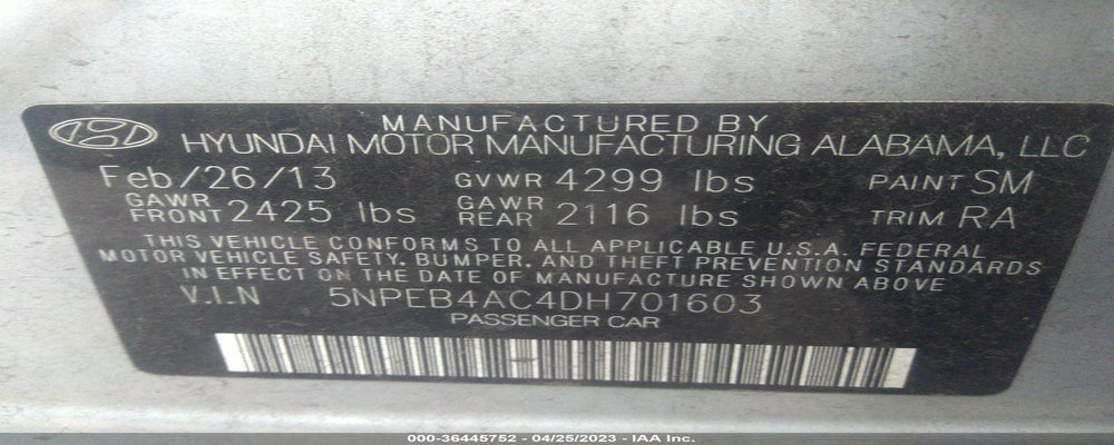 5NPEB4AC4DH701603 2013 HYUNDAI SONATA photo no. 9