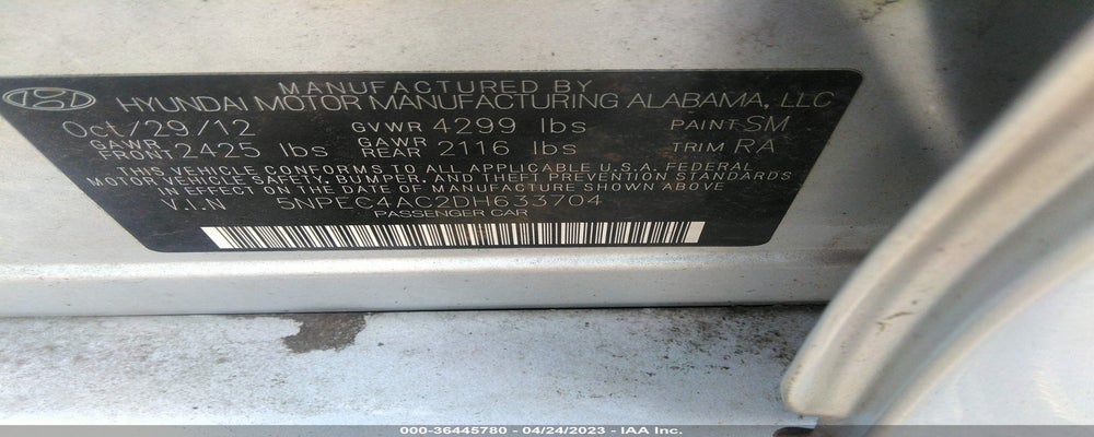 5NPEC4AC2DH633704 2013 HYUNDAI SONATA photo no. 9