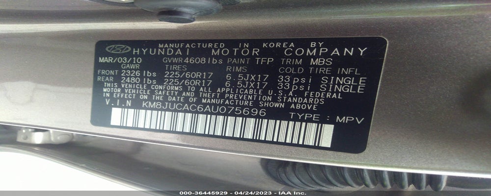 KM8JUCAC6AU075696 2010 HYUNDAI TUCSON photo no. 9