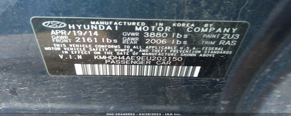 KMHDH4AE9EU202150 2014 HYUNDAI ELANTRA photo no. 9
