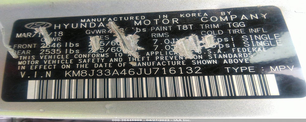 KM8J33A46JU716132 2018 HYUNDAI TUCSON photo no. 9