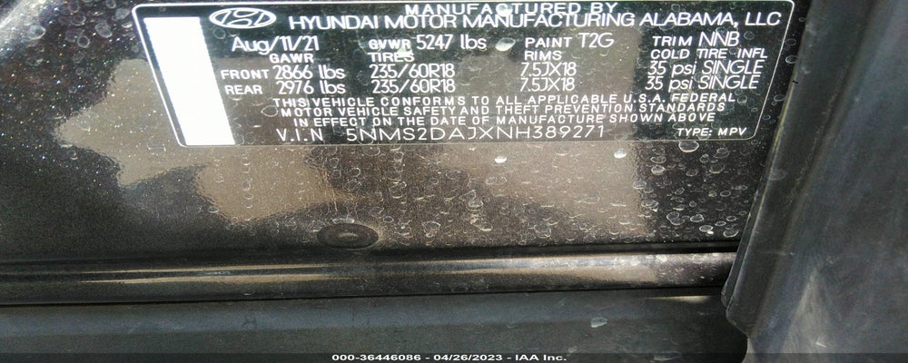 5NMS2DAJXNH389271 2022 HYUNDAI SANTA FE photo no. 9