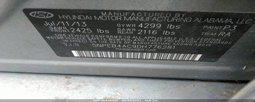 5NPEB4AC9DH776281 2013 HYUNDAI SONATA photo no. 9