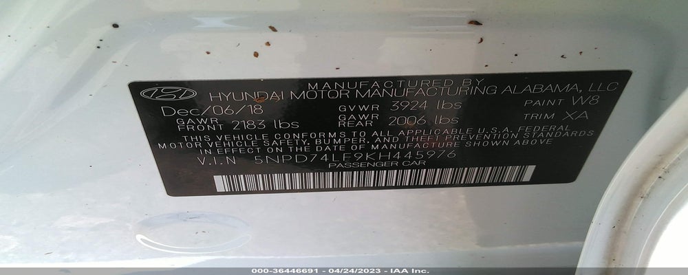 5NPD74LF9KH445976 2019 HYUNDAI ELANTRA photo no. 9
