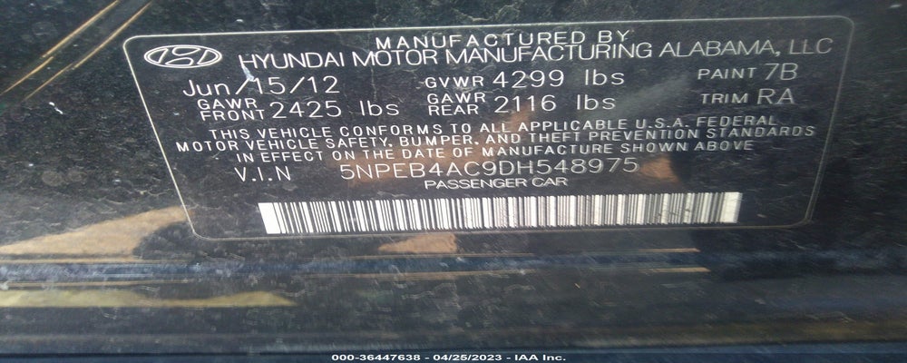 5NPEB4AC9DH548975 2013 HYUNDAI SONATA photo no. 9