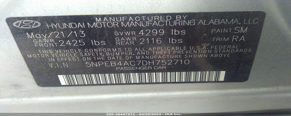 5NPEB4AC7DH752710 2013 HYUNDAI SONATA photo no. 9