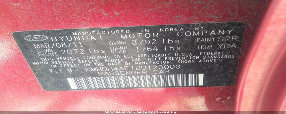 KMHDH4AE1BU123003 2011 HYUNDAI ELANTRA photo no. 9