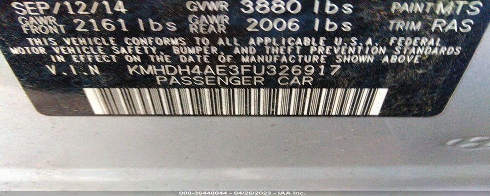 KMHDH4AE3FU326917 2015 HYUNDAI ELANTRA photo no. 9