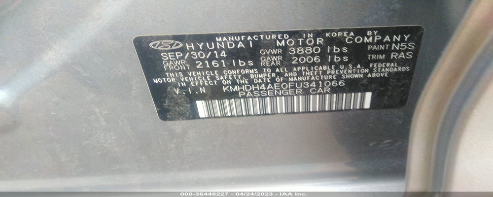 KMHDH4AE0FU341066 2015 HYUNDAI ELANTRA photo no. 9
