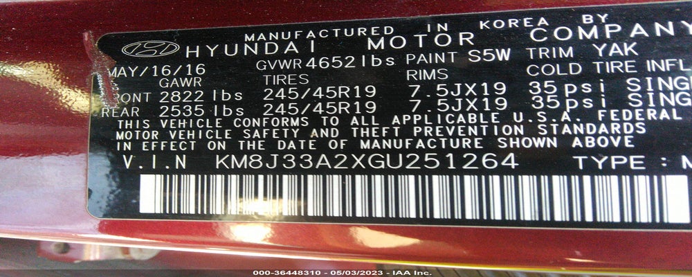 KM8J33A2XGU251264 2016 HYUNDAI TUCSON photo no. 9