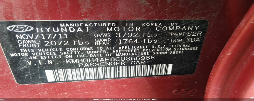 KMHDH4AE8CU366986 2012 HYUNDAI ELANTRA photo no. 9