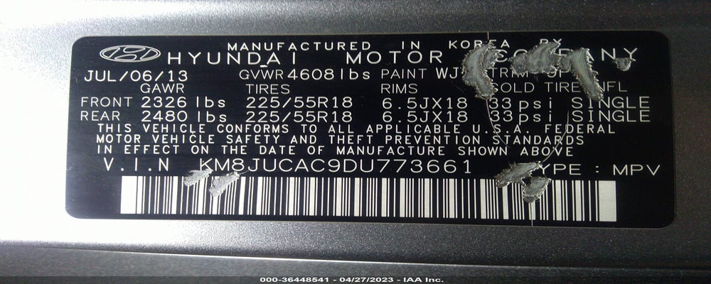 KM8JUCAC9DU773661 2013 HYUNDAI TUCSON photo no. 9