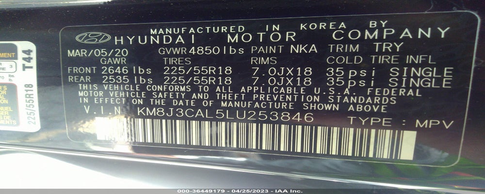 KM8J3CAL5LU253846 2020 HYUNDAI TUCSON photo no. 9