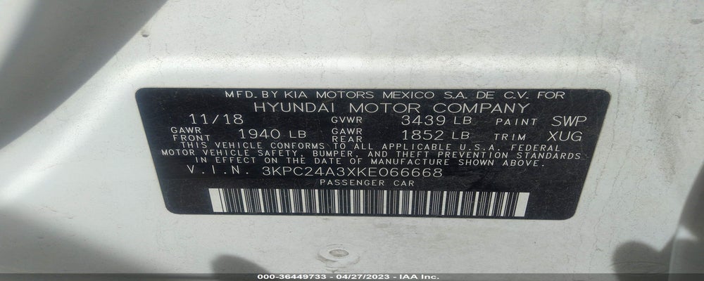 3KPC24A3XKE066668 2019 HYUNDAI ACCENT photo no. 9