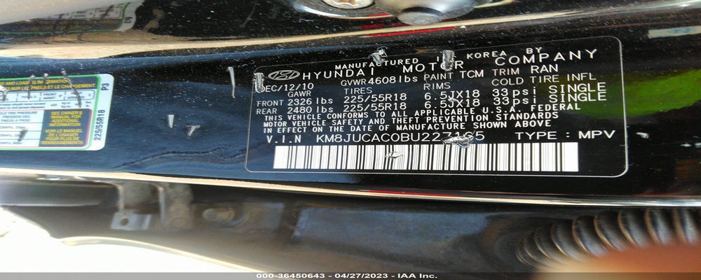 KM8JUCAC0BU227165 2011 HYUNDAI TUCSON photo no. 9