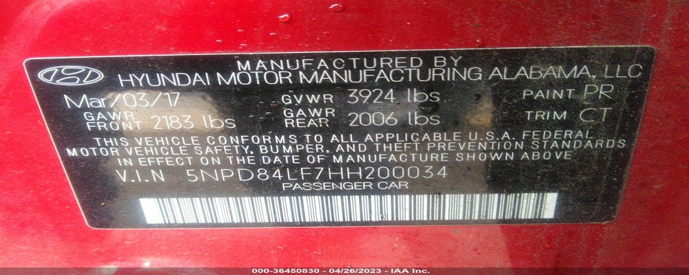 5NPD84LF7HH200034 2017 HYUNDAI ELANTRA photo no. 9