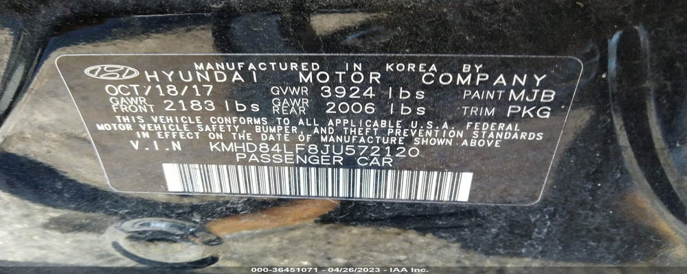 KMHD84LF8JU572120 2018 HYUNDAI ELANTRA photo no. 9
