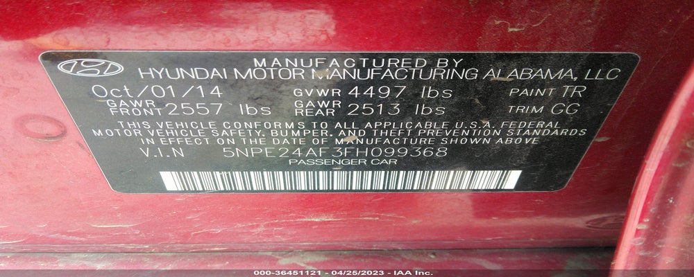 5NPE24AF3FH099368 2015 HYUNDAI SONATA photo no. 9