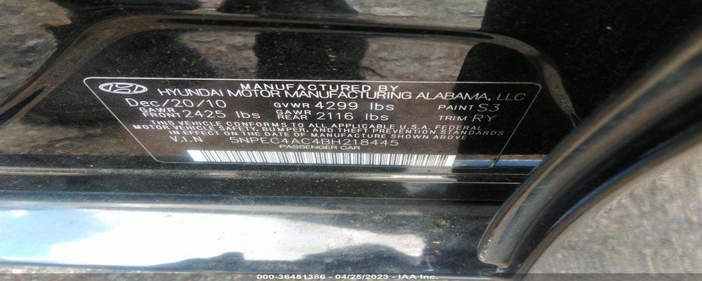 5NPEC4AC4BH218445 2011 HYUNDAI SONATA photo no. 9