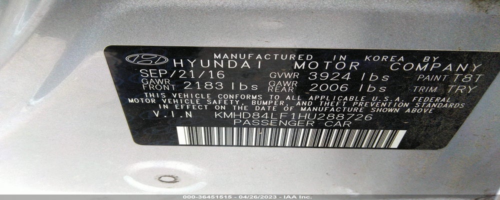 KMHD84LF1HU288726 2017 HYUNDAI ELANTRA photo no. 9