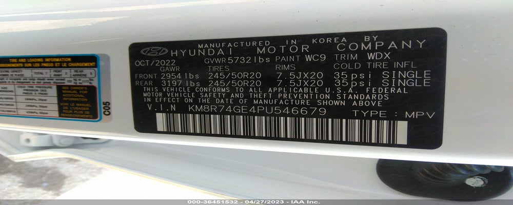 KM8R74GE4PU546679 2023 HYUNDAI PALISADE photo no. 9