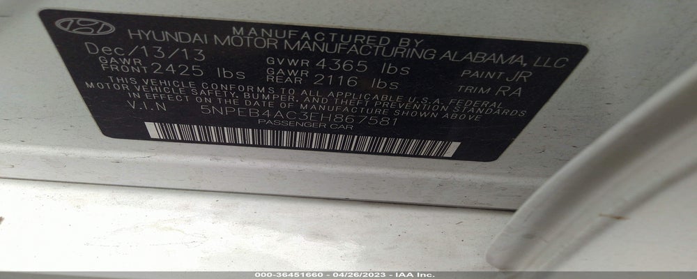 5NPEB4AC3EH867581 2014 HYUNDAI SONATA photo no. 9