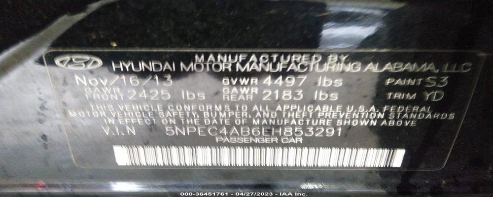 5NPEC4AB6EH853291 2014 HYUNDAI SONATA photo no. 9