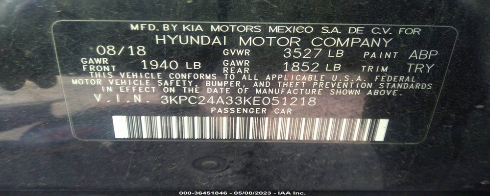 3KPC24A33KE051218 2019 HYUNDAI ACCENT photo no. 9