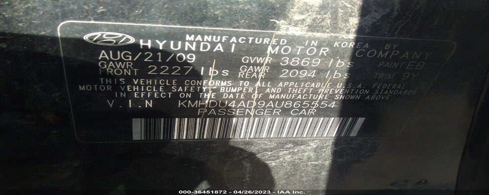 KMHDU4AD9AU865554 2010 HYUNDAI ELANTRA photo no. 9