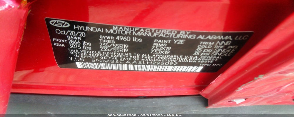 5NMS3CAA5LH295092 2020 HYUNDAI SANTA FE photo no. 9