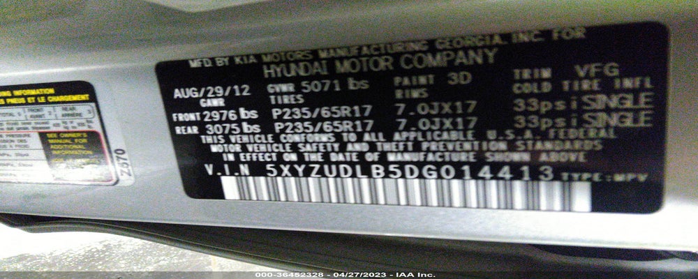 5XYZUDLB5DG014413 2013 HYUNDAI SANTA FE photo no. 9