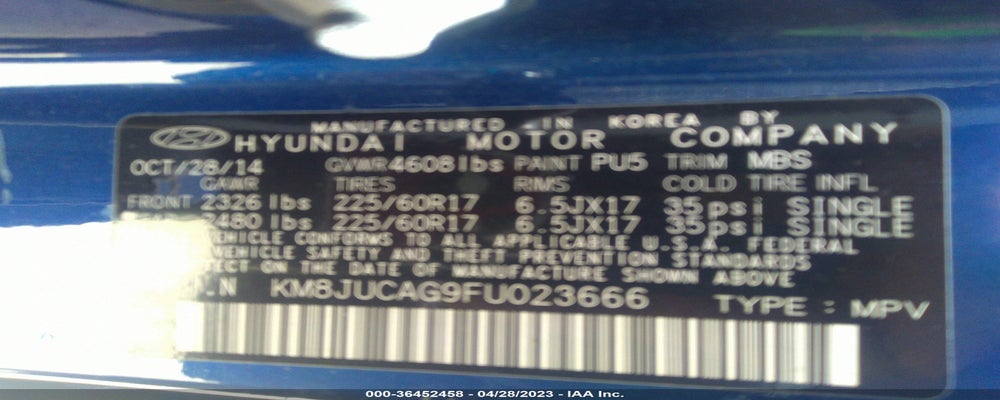 KM8JUCAG9FU023666 2015 HYUNDAI TUCSON photo no. 9