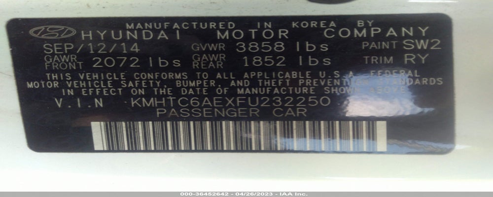 KMHTC6AEXFU232250 2015 HYUNDAI VELOSTER photo no. 9