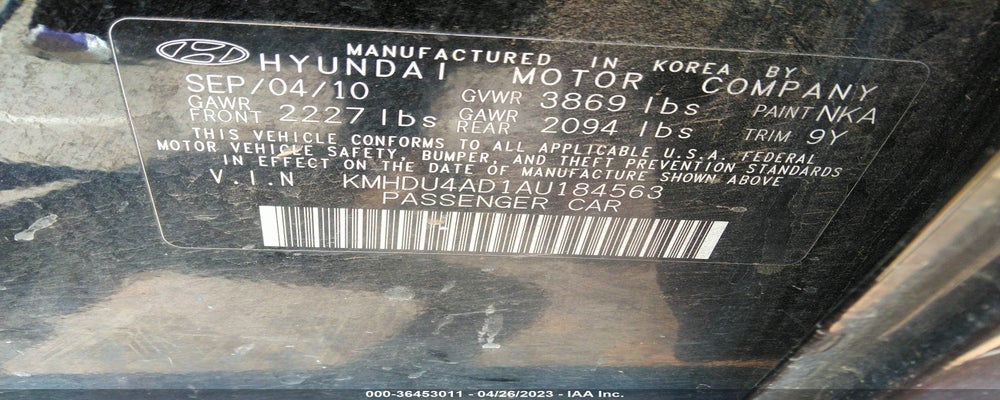 KMHDU4AD1AU184563 2010 HYUNDAI ELANTRA photo no. 9