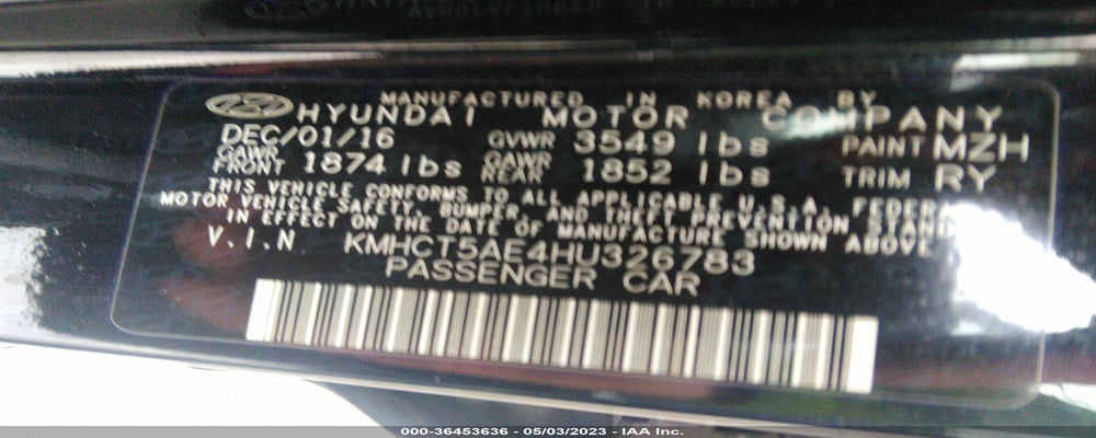 KMHCT5AE4HU326783 2017 HYUNDAI ACCENT photo no. 9