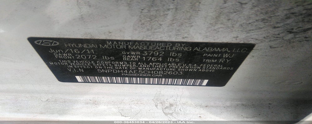 5NPDH4AE5CH082603 2012 HYUNDAI ELANTRA photo no. 9