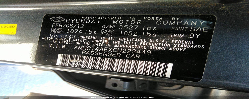 KMHCT4AEXCU223449 2012 HYUNDAI ACCENT photo no. 9